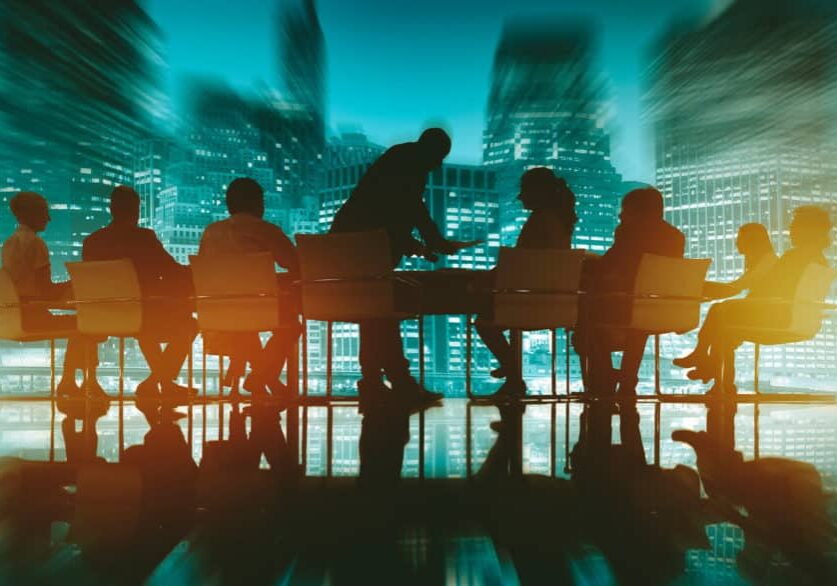 Business People Meeting Cityscape Professional Discussion Concept