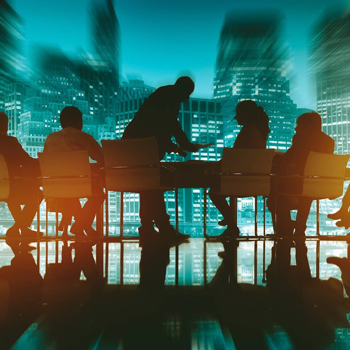 Business People Meeting Cityscape Professional Discussion Concept